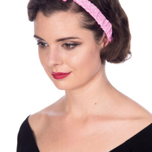 Bandeau cheveux nœud rose pois blancs - Banned