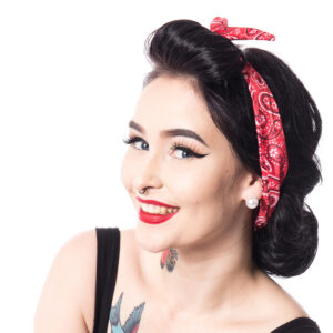 Bandeau Fin Paisley Rouge/Blanc