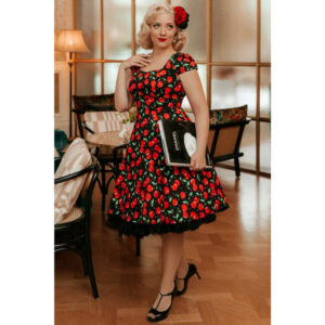 Robe Claudia Flirty Robe style années 50 Cerise - Dolly and Dotty