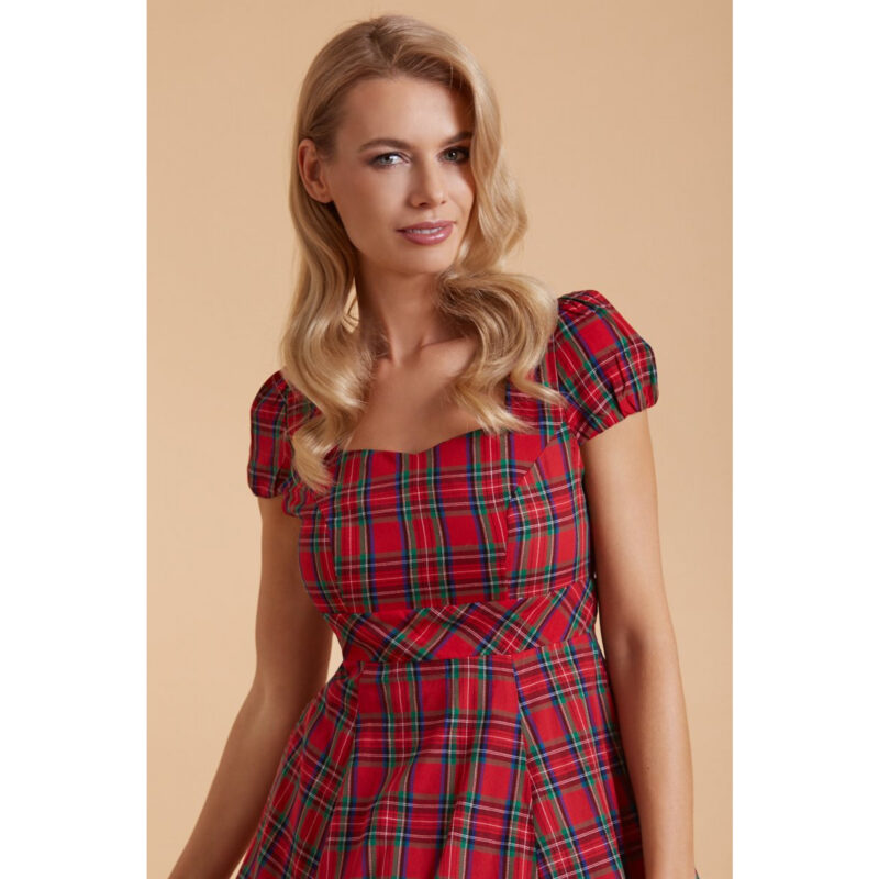 Robe trapèze Claudia Highland en tartan rouge - Dolly and Dotty