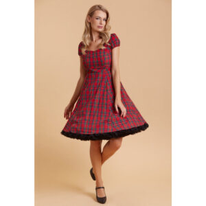 Robe trapèze Claudia Highland en tartan rouge - Dolly and Dotty