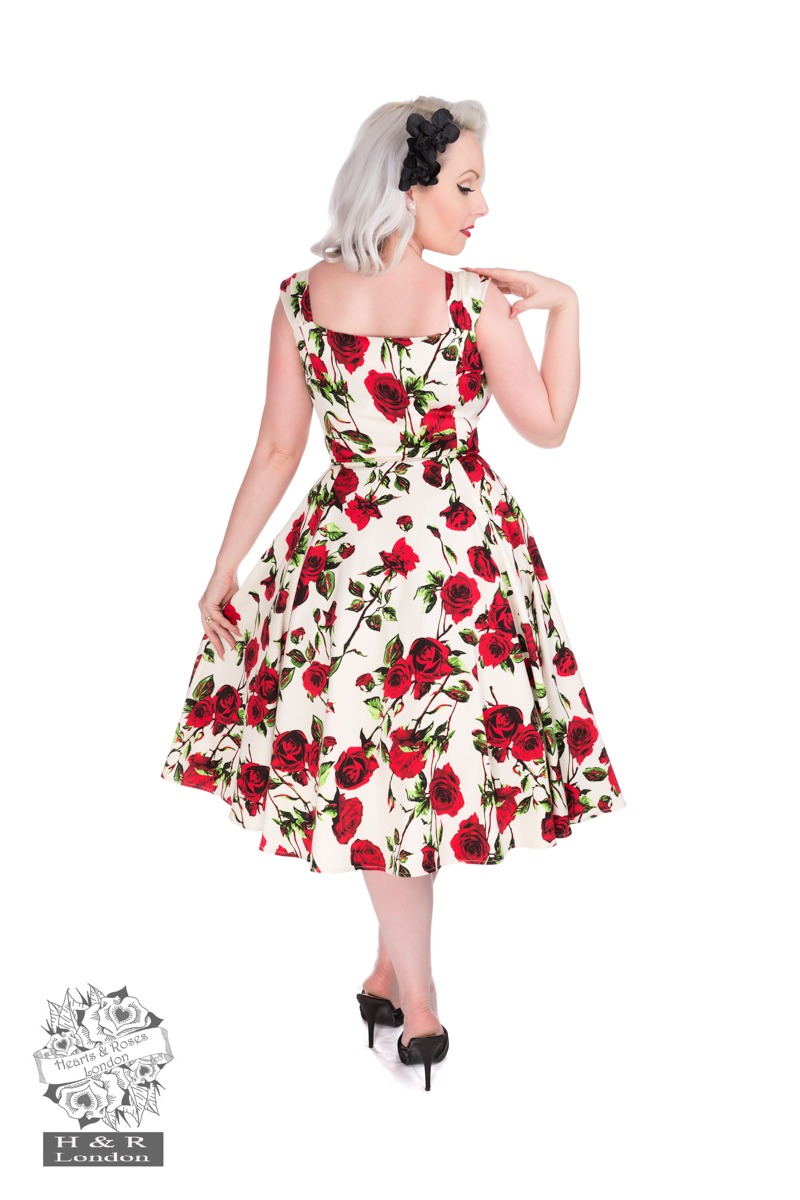 Robe d'été à fleurs petites roses années 50 - Hearts and Roses