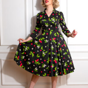 Robe Swing Natasha Cerise - Hearts and Roses
