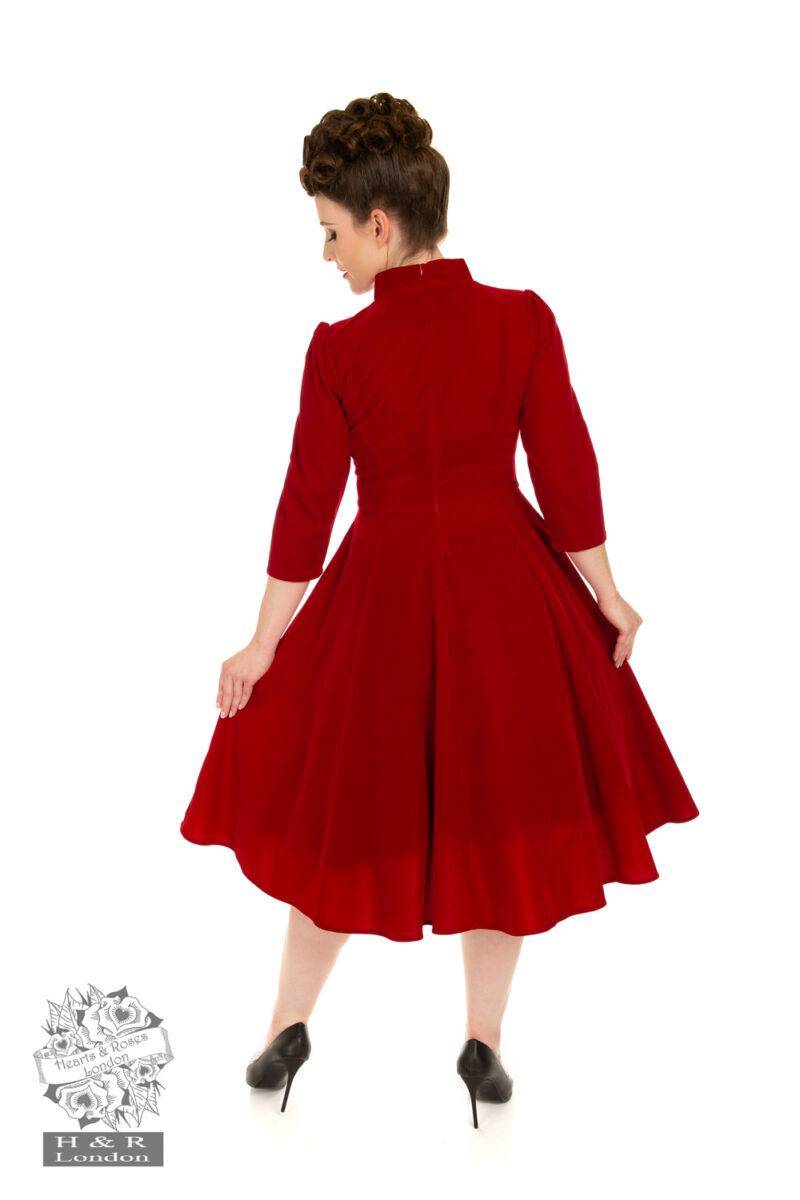 Robe swing velours rouge/bordeaux Alyssia - Hearts and Roses