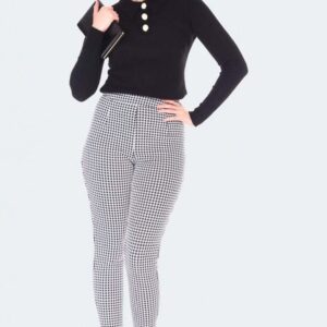 Pantalon cigarette pied-de-poule