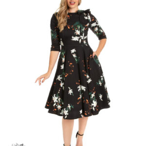 Robe swing à fleurs Diana Lilly - Hearts and Roses