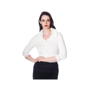 Cardigan Saphire en blanc - Banned Retro